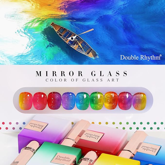 Double Rhythm 6 Pcs 15 ML Gel Polish Set Same Color Same Bottle Soak Off Gel Polish Kit Nail Art Manicure Salon DIY at Home for Women (Jelly Yellow Pink Red Purple Blue-T6-25)-Velvo Beauty