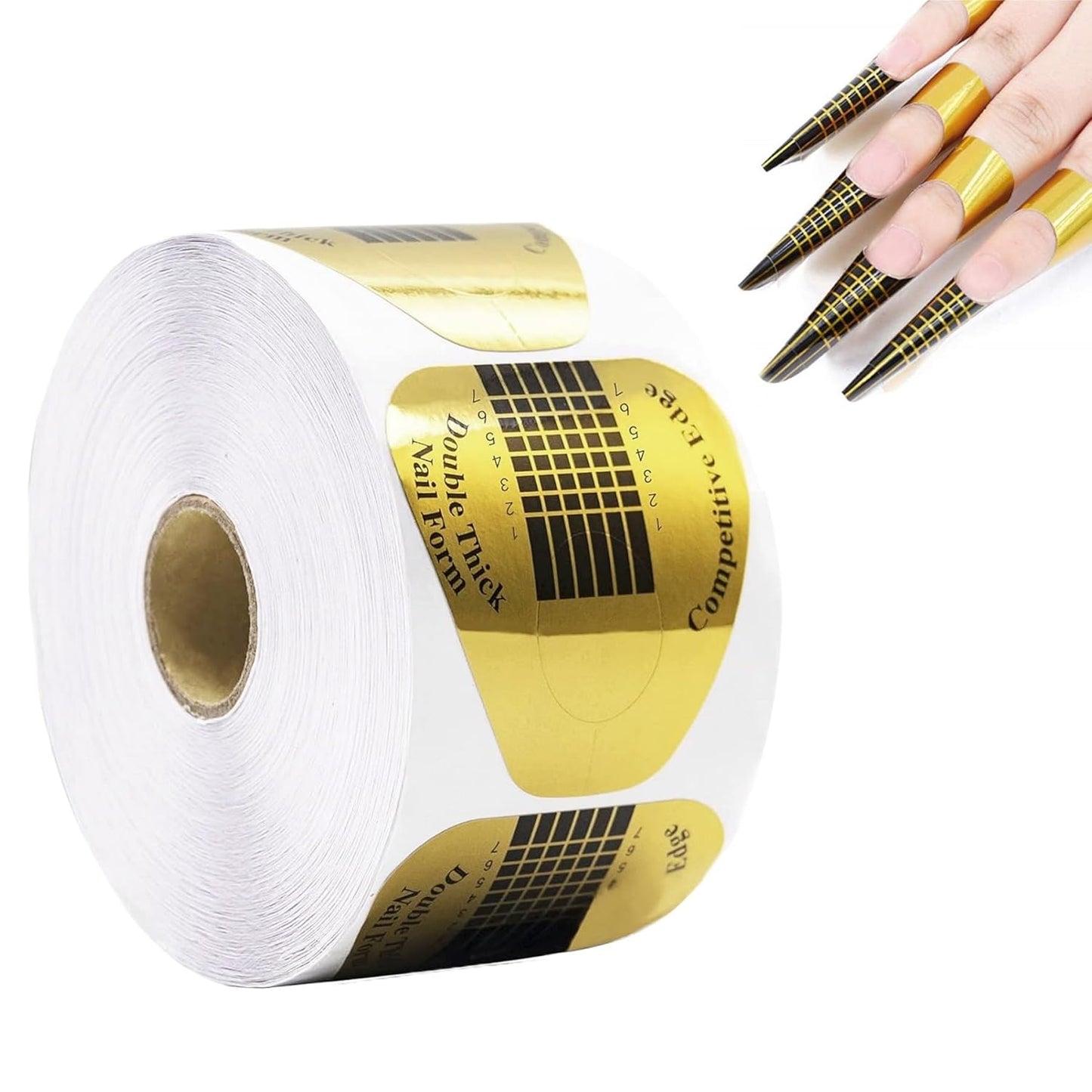 500 Pcs Nail Forms Gold Horseshoe Nail Extension Guide Paper Forms for Builder Gel, Polygel, Acrylic Nails-Velvo Beauty