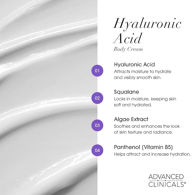Advanced Clinicals Hyaluronic Acid Face Moisturizer Gel Cream + Hyaluronic Acid Body Cream 2pc Hydrating Skincare Set For Women & Men To Reduce Appearance Of Dry Skin, Wrinkles, & Fine Lines, 2pc Set-Velvo Beauty