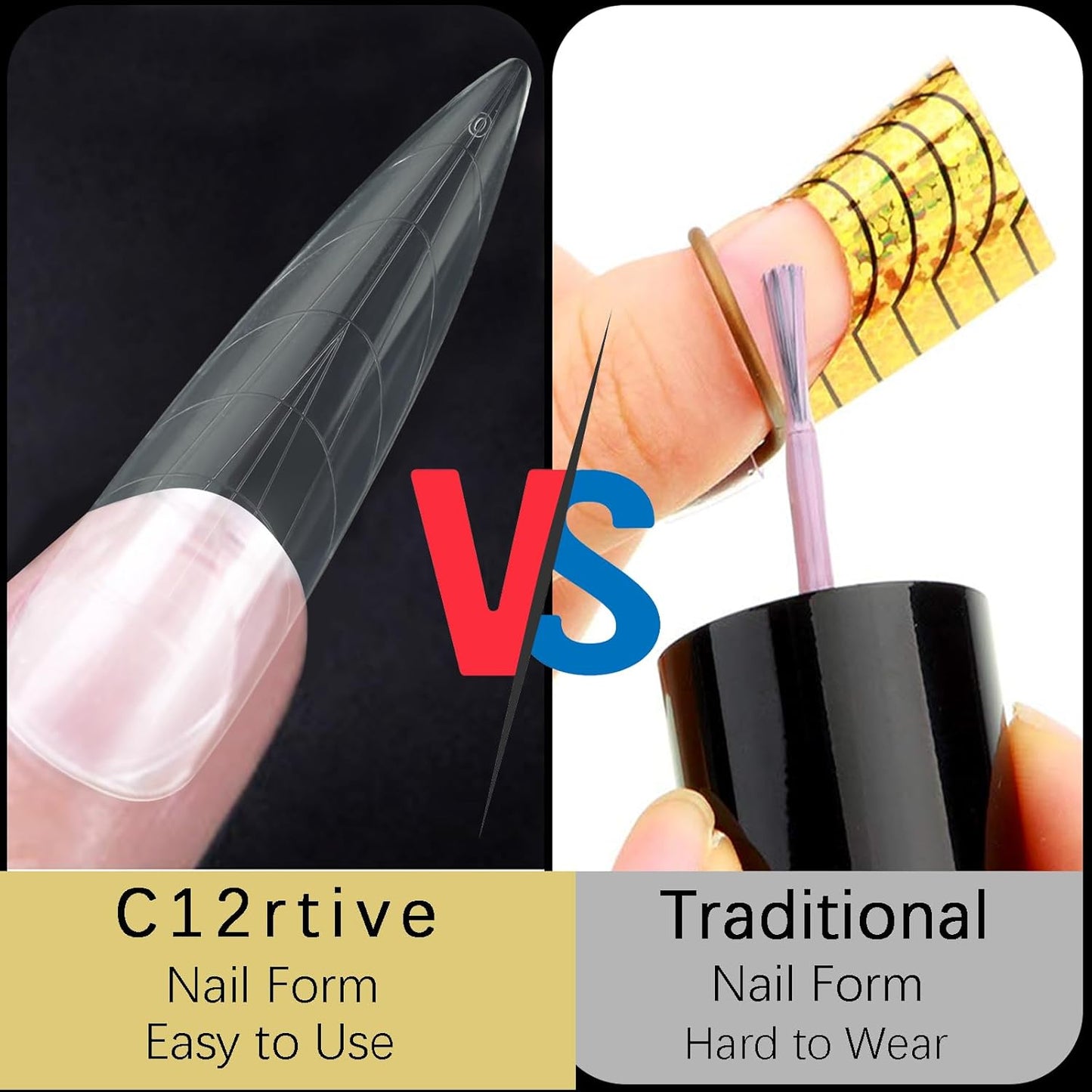 120Pcs Dual Nail Forms,Long Almond Extension Poly nail gel Nail Forms Full Cover Reusable Nail Molds 12 Sizes for Solid Nail Gel Glue Nail Art Design Salon&DIY(Extra Long Almond)-Velvo Beauty