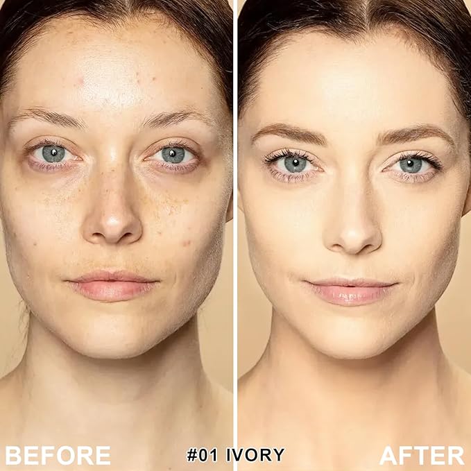 Mushroom Head Air Cushion CC Cream Foundation - Moisturizing Concealer for Even Skin Tone - Makeup Base Primer (#01 Ivory White)-Velvo Beauty