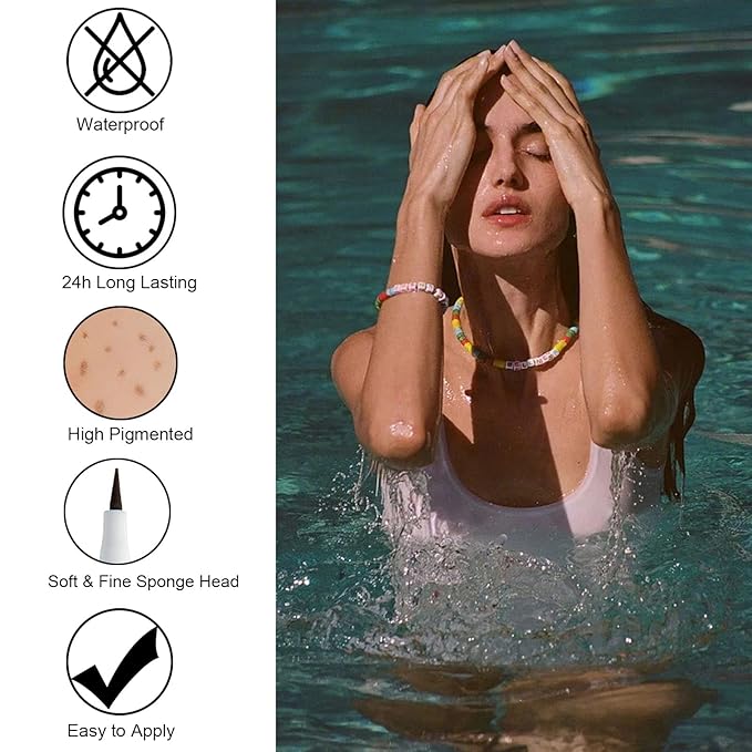 Freckle Pen, Freckle Makeup Pen for Face, Waterproof Long Lasting Quick Dry Faux Freckle Pen, Soft Artificial Freckles Makeup Face Decoration, Create Natural Sunkissed Skin (Chestnut)-Velvo Beauty