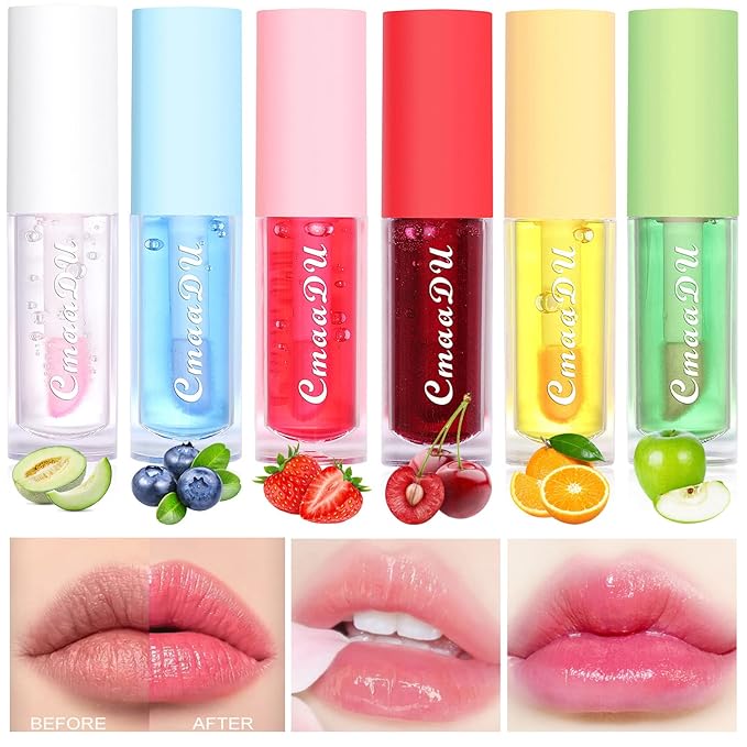 Yasovigi Fruit Lip Oil Plumping Lip Tint Moisturizing Lip Gloss, Transparent Lip Balm Care Stick Nourishing Repairing Non-sticky, Moisture&Lighten Lip Lines-Velvo Beauty