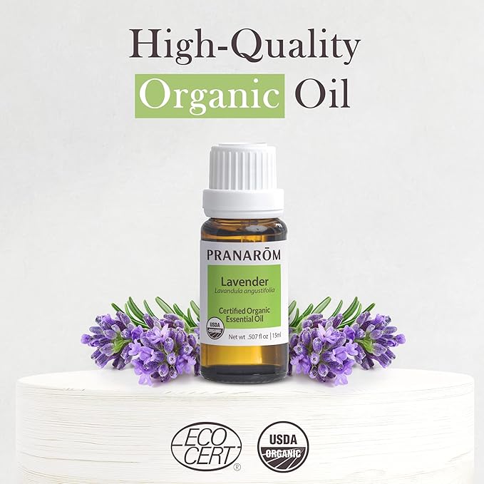 Pranarom USDA Certified Organic Lavender Essential Oil (15ml), 100% Pure Undiluted Therapeutic Grade from French Alps for Aromatherapy, Diffuser, Healthy Skin & Hair, Massage, Relaxation-Velvo Beauty