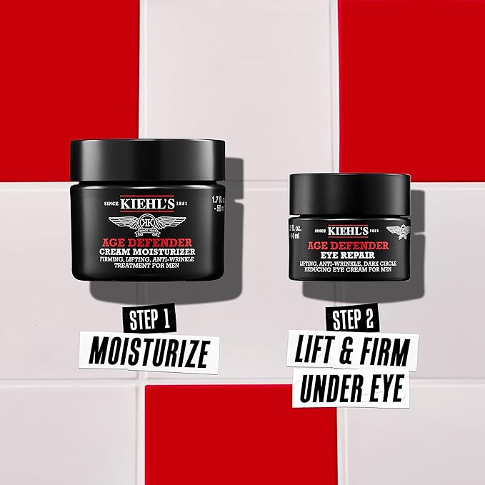 Kiehl's Dad's Age Defenders Skincare Gift Set – 2-Piece Full Size Skincare Set for Men with Firming & Lifting Anti-Aging Moisturizer and Eye Cream for Men, Minimizes Look of Fine Lines and Wrinkles-Velvo Beauty
