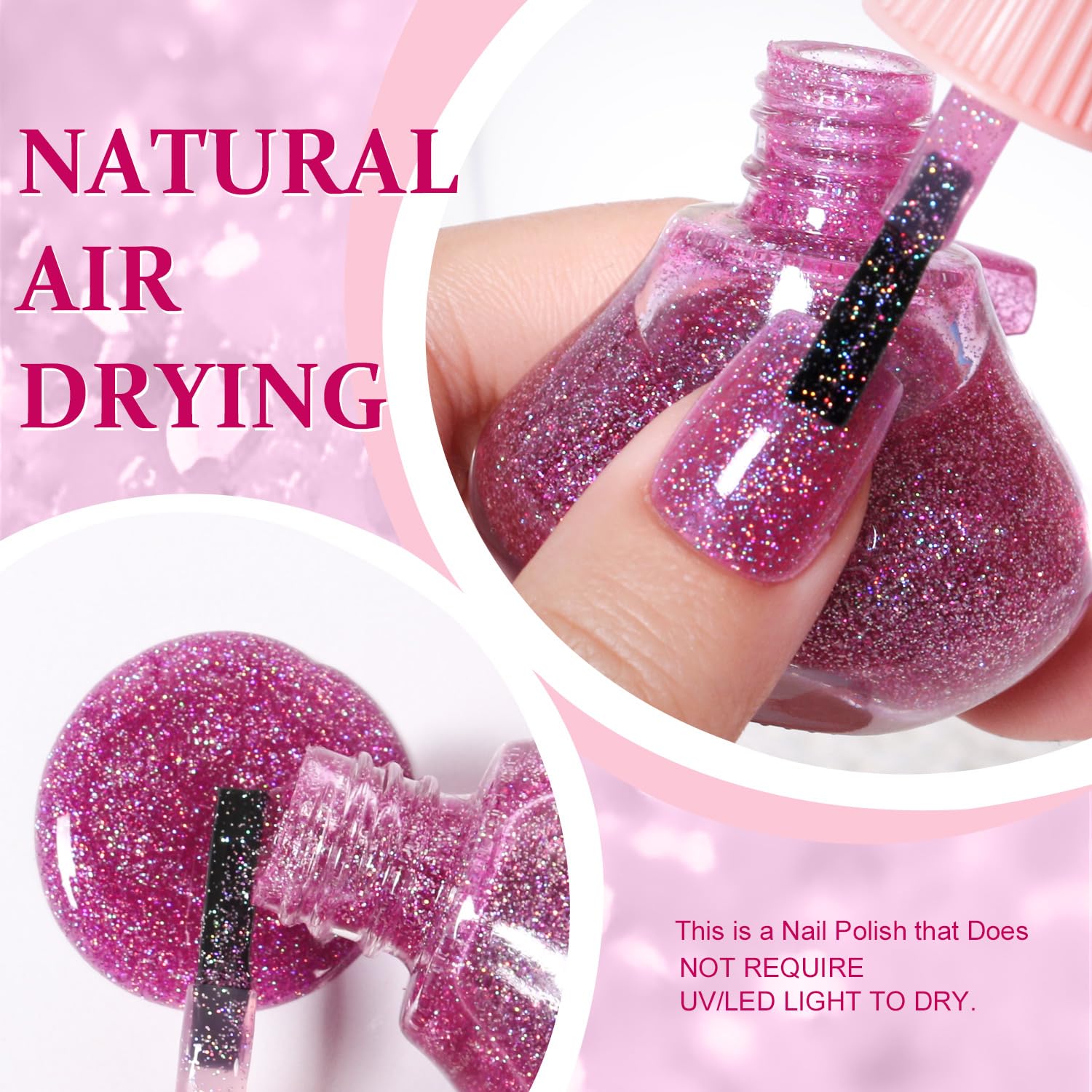 Major Dijit Quick Dry Nail Polish Glitter VioletRed Summer Nail Lacquer for Nail Art Regular Nail Polish 0.41 fl oz.-Velvo Beauty