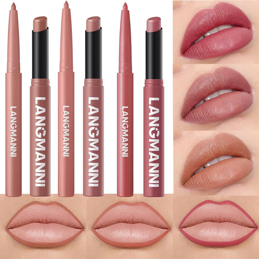Jolilab 6Pcs Lip Set: 3 Colors Lip Liner+3 Colors Lipstick, Matte/Creamy, Long-Lasting, Bold/Nude Shades for Daily/Party, Vegan, Gift for Makeup Lovers.(#02+04+07)-Velvo Beauty