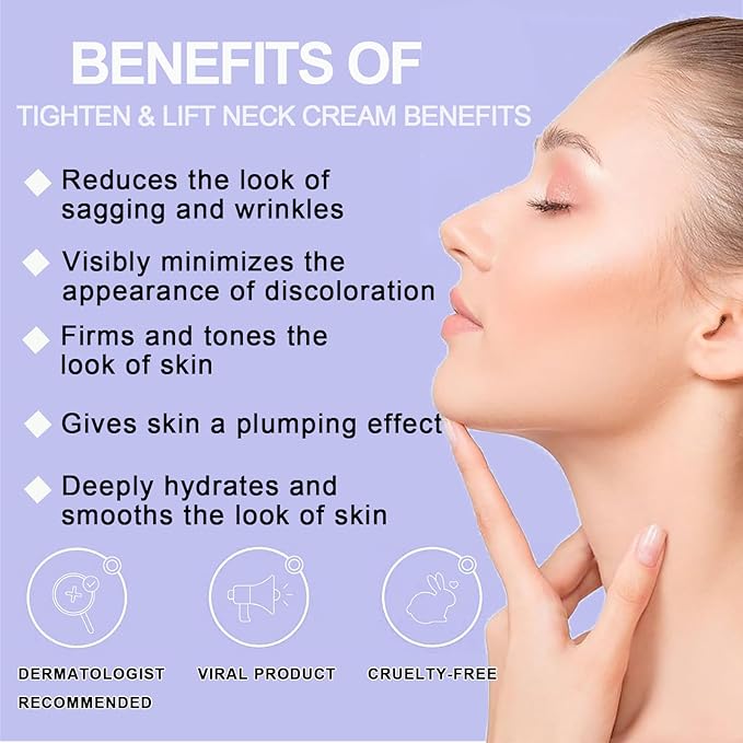 Neck Firming Cream, Neck Tightening Cream, Tighten and Lift Neck Cream, Neck Creams for Tightening and Firming Sagging Skin, Help Reduce Fine Lines & Wrinkles-Velvo Beauty