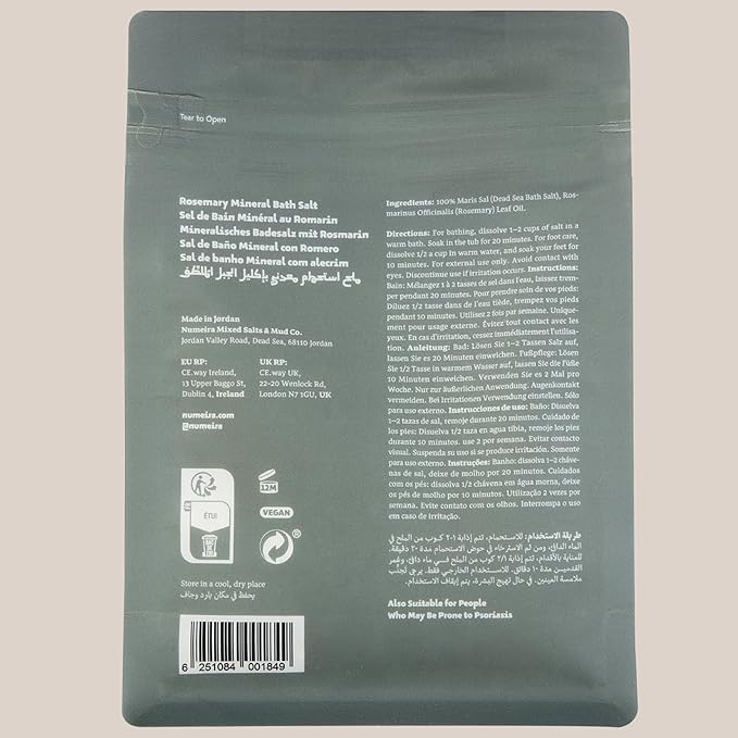 Dead Sea Salts for Soaking - Relaxing Salt Bath Soak for Body Rejuvenation - Natural Mineral Salts - Coarse Dead Sea Salt Bath Salts for Women & Men w/Rosemary Essential Oil (2.2lb)-Velvo Beauty