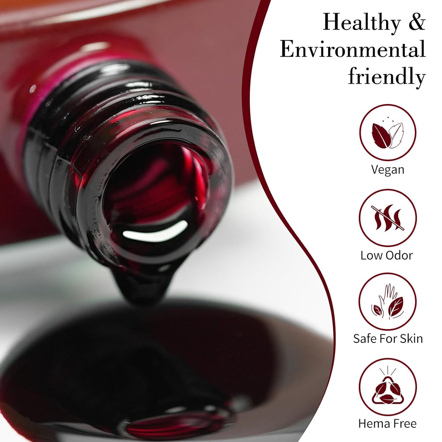 CANNI Jelly Red Gel Polish – 0.3oz Translucent Deep Dark Red Sheer Wine Color, High Gloss UV/LED Soak-Off Gel Nail Polish for DIY Manicure, Salon Quality For Girls & Women-Velvo Beauty