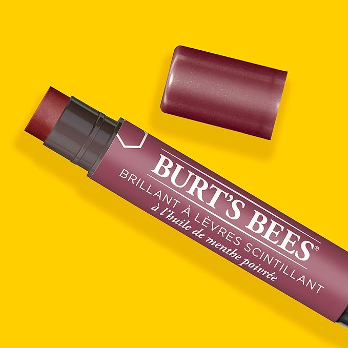 Burt's Bees Shimmer Lip Tint Set, Tinted Lip Balm Stick, Moisturizing for All Day Hydration with Natural Origin Glowy Pigmented Finish & Buildable Color, Fig (4-Pack)-Velvo Beauty