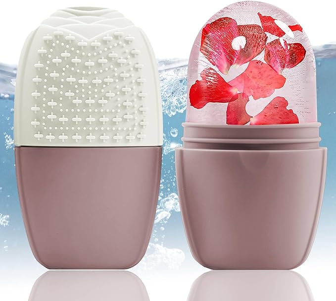 XHJRI Ice Face Roller Massager,Ice Cube Roller for Face, Eyes and Neck Naturally Conditioning and Skin Care,De-Puff Eye Bags,Reduce Migraine Pain,Reusable Massage Silicone Ice Mold (New Brown)-Velvo Beauty