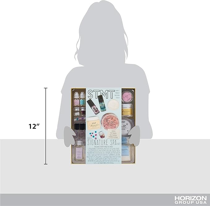 STMT DIY Signature Spa Set by Horizon Group USA, Mix & Make Your Own Spa Supplies with Salt Scrubs, Fragrances & Shimmer Lotions. Multicolored-Velvo Beauty