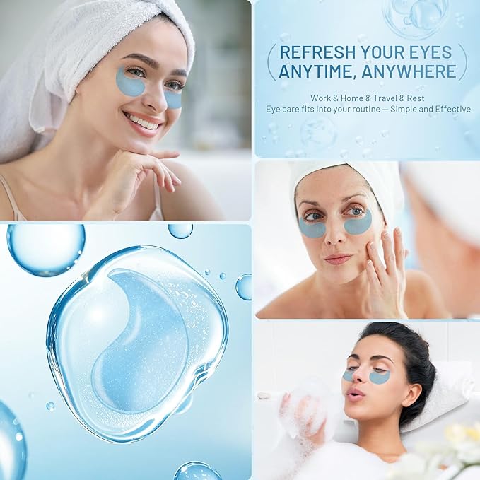 Under Eye Masks Patches - Hyaluronic Acid Collagen for Dark Circles,Eye bags, Fine Lines,puffiness Smoothing Skin Care Treatment Hydrating for Women and Men, (60 Pcs) Blue-Velvo Beauty