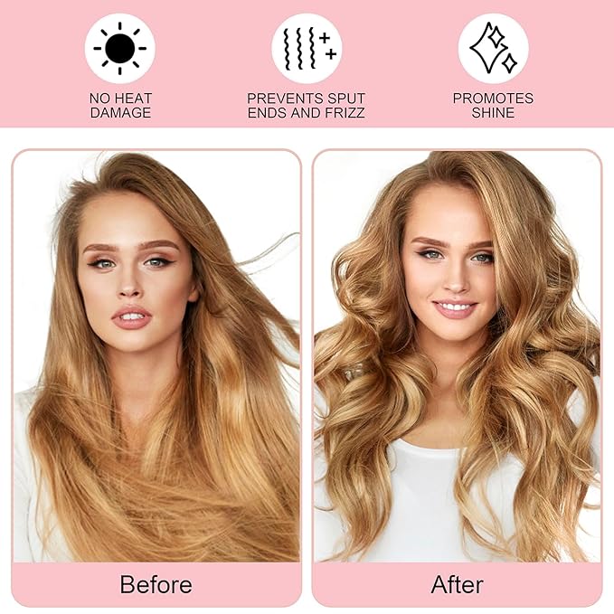 Upgraded 60" Extra Long Soft Heatless Hair Curlers to Sleep In, No Heat Hair Rollers (Pink)-Velvo Beauty