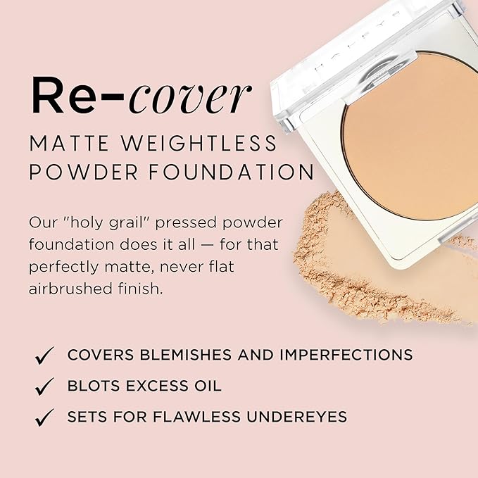 HALEYS Re-cover Pressed Powder Foundation Makeup (3.25) - Buildable Medium-to-Full Coverage, Oil Control & All-Day Comfortable Wear - Versatile Powder That Conceals Imperfections-Velvo Beauty