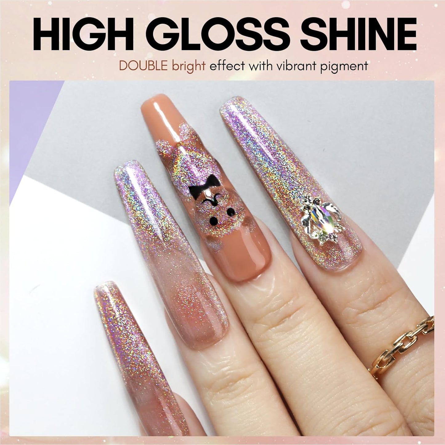Makartt Cat Eye Gel Nail Polish: Universal Rainbow Holographic Gel Polish Bronze Gaze Sparkly Glitter Unique Magnetic Effect Nail Gels for DIY Nail Art UV LED Soak Off Manicure 10ml-Velvo Beauty