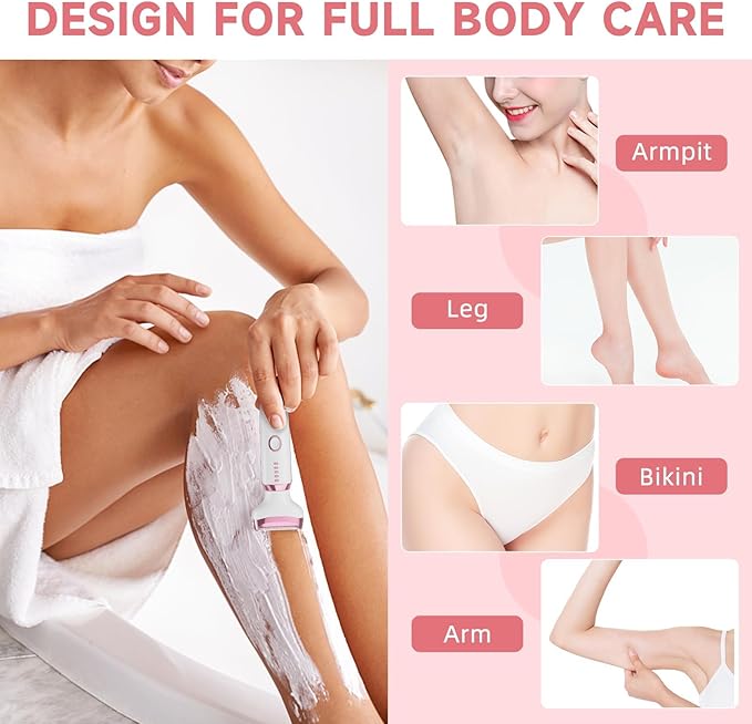 RUIM Bikini Trimmer for Women, 5 in 1 Electric Razors for Shaving, Waterproof Rechargeable Pubic Hair Trimmer with LED Display, Pink-Velvo Beauty