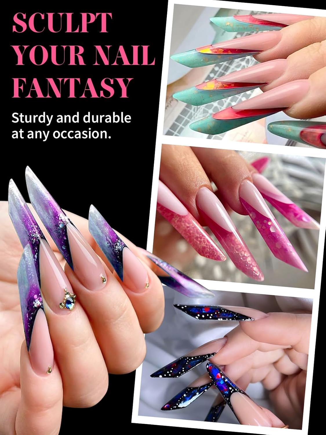 EBANKU Dual Nail Forms for Poly Extension Gel, 120 PCS Pink Nail Molds Reusable Nail Extension Forms for Builder Gel Manicure Design Salon DIY 12 Sizes-Velvo Beauty