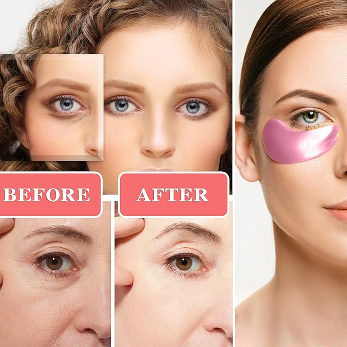 30 Pairs 24K Pink Under Eye Patches,Crystal Collagen Under Eye Mask,Puffy Eyes and Dark Circles Treatments,Moisturising&Hydrating Under Eye Patch Pads for Reducing Fine Lines Eye Bags(Pink)-Velvo Beauty