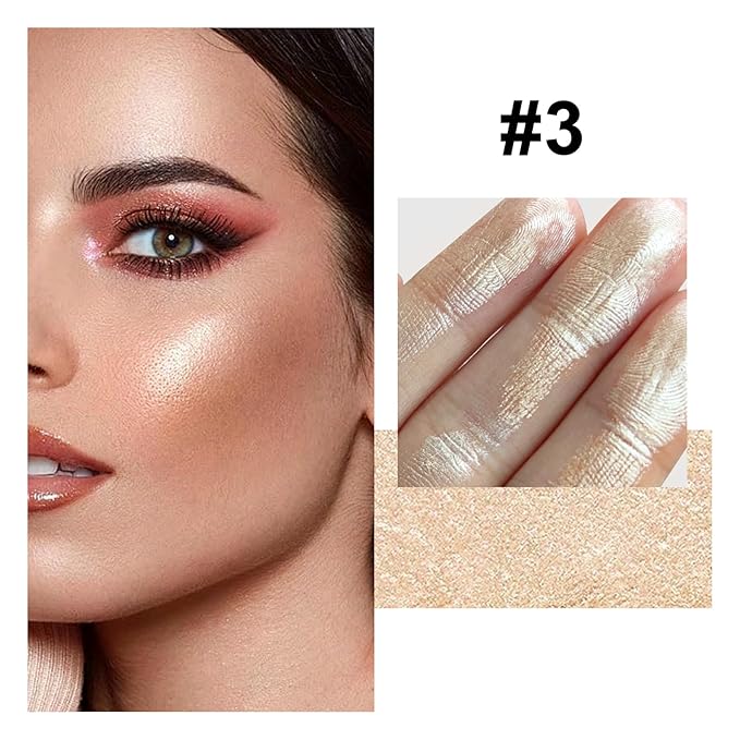 Face Highlighter Makeup Palette, Shimmer Glitter Diamond Sparkly Highlighters Makeup Palette Powder for Face Body Cheek Skin 03# Champagne Gold-Velvo Beauty