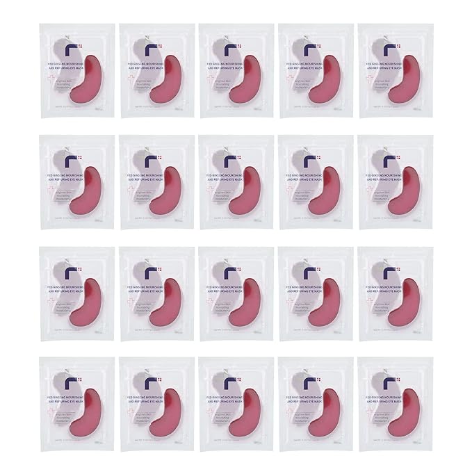 Eye Patches, 20PCS Red Ginseng Repair Eye Moisturizing Nourishing Eye Patch Firming Pad Dark Circles Crystal Collagen 3g for Wrinkles, Puffy Eyes-Velvo Beauty