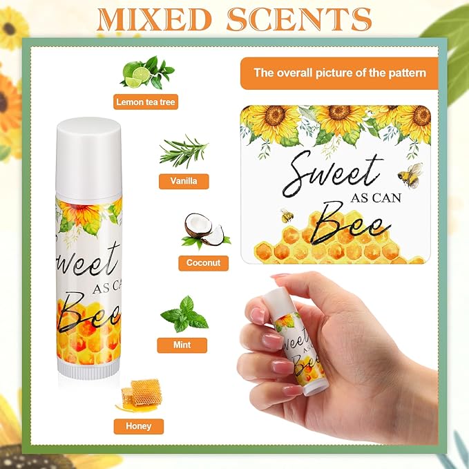 Fumete 50 Set Bee Favors Baby Shower Thank You Gifts Lip Balms for Guests Boys Girls Gender Reveal Favors for Baby Shower Bee Party Prizes Souvenirs Bags Stuffer Classroom Prizes-Velvo Beauty