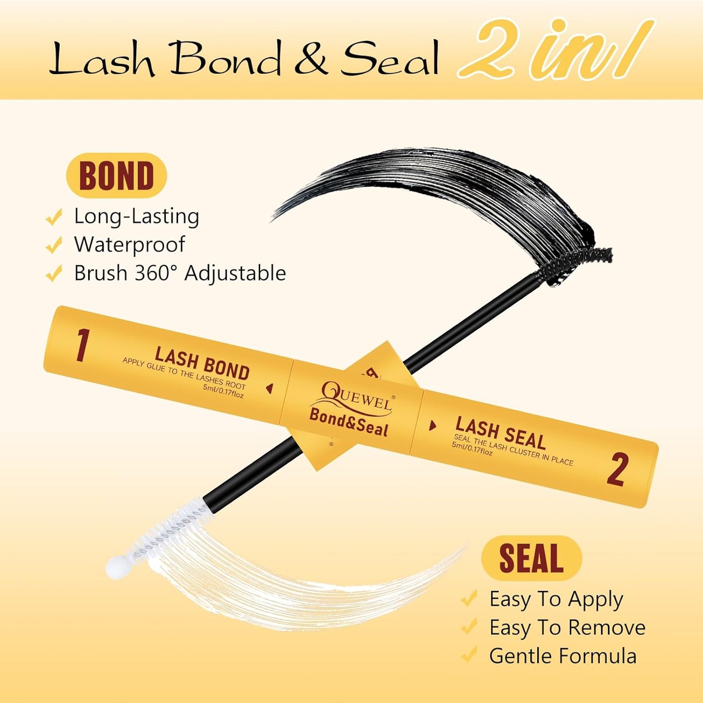 QUEWEL Lash Clusters Kit, Lashes Clusters Bond and Seal Waterproof, Eyelash Clusters Applicator Tool with Cluster Lashes Glue Remover for Natural Look DIY At Home(ZS-H01-kit)-Velvo Beauty