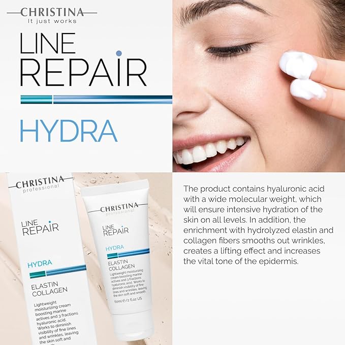 Christina Line Repair Elastin Collagen Cream for Face with Hyaluronic Acid | Face Repair Cream Nourishes and Replenishes the Skin 60ml / 2 fl.oz-Velvo Beauty