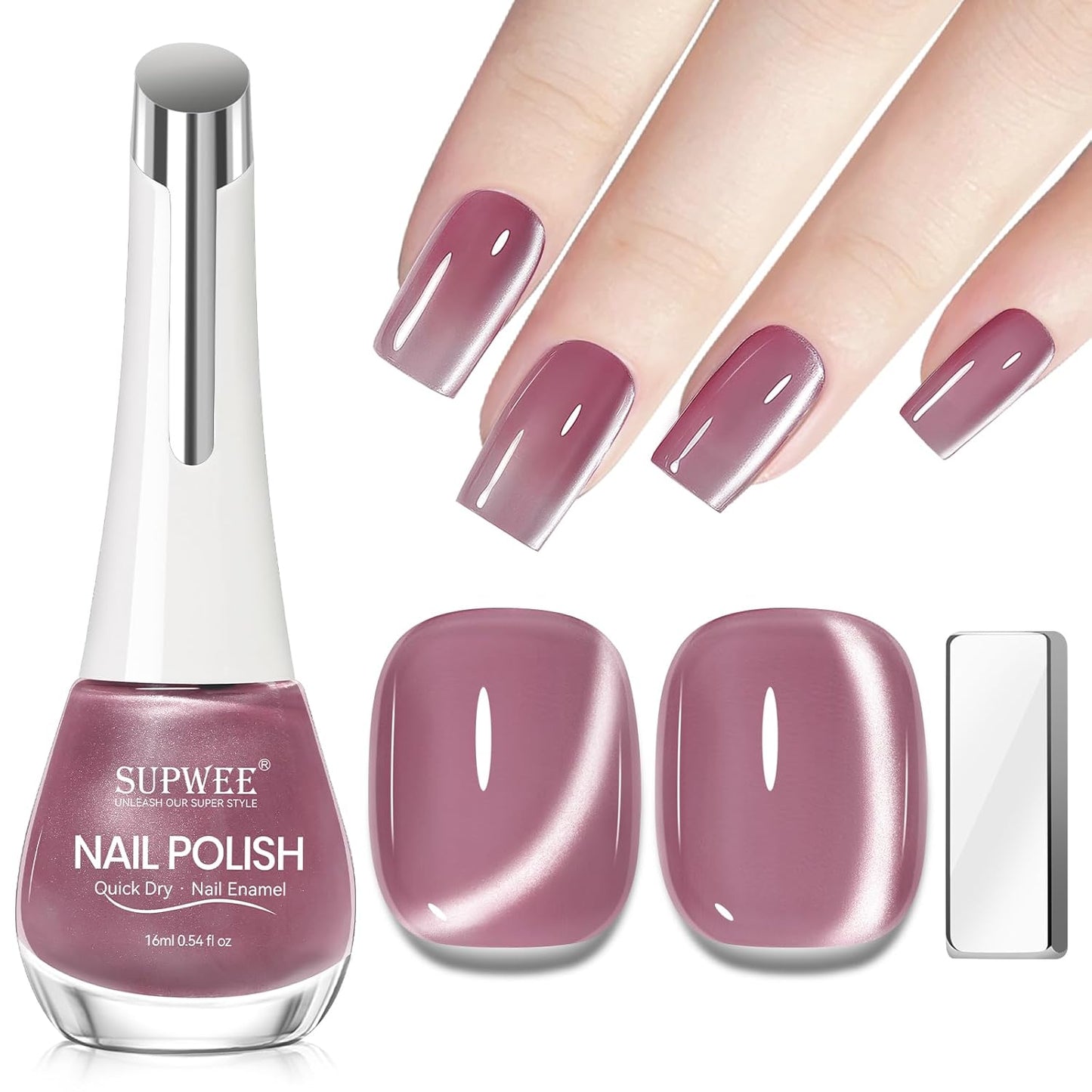 Quick Dry Cat Eye Nail Polish Non Gel Fast Air Dry Glitter Magntic Nail Polish Cats Eye Toe Fingernail Air Drying Fast Lacquer Manicure Gift For Women Girls 16ml, 0.54fl oz-Velvo Beauty