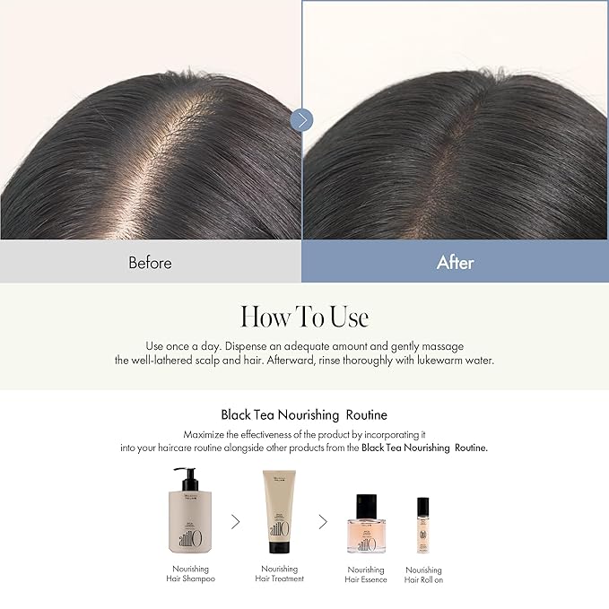 Vegan Nourishing Scalp Shampoo with Black Tea, Hyaluronic & Amino Acids to Strengthen Scalp Barrier, Creamy Woody Scent, Paraben, Sulfate & Silicone Free 450ml / 15.22 fl. Oz-Velvo Beauty