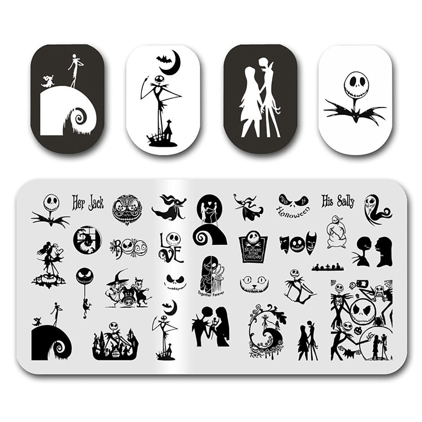 Halloween Nail Stamping Plate Nightmare Before Christmas Nails Stamping Kit The Day of Dead Ghost Holiday Nail Stamping Plate Nail Stamper Kit for Women Girls DIY Salon-Velvo Beauty