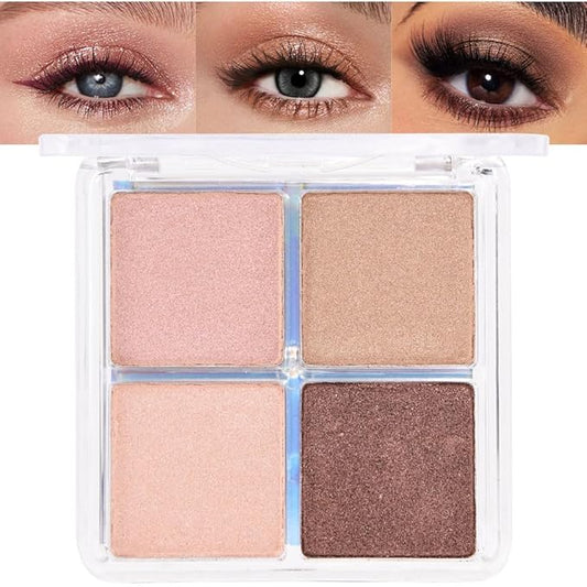 evpct Eyeshadow Quad Palette, Rose Gold Bronze Nude Pink Mink Mauve Glitter Shimmer Metallic Matte High Pigment Mini Eye Shadow Palette Makeup for older Women, Smudge Proof Vegan Cruelty-free Decadent-Velvo Beauty