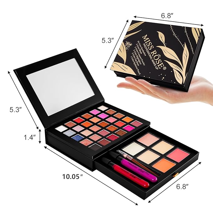 All in One Makeup Kit,Makeup Palette Includes 30 Color Eyeshadow, 2 Color Highlighter，2 Color Pressed Powder，2 Color Blusher，2 Pcs lip gloss，1 Pcs Eyepencil, Mirror,Makeup Gift Set for Women (017Y)-Velvo Beauty