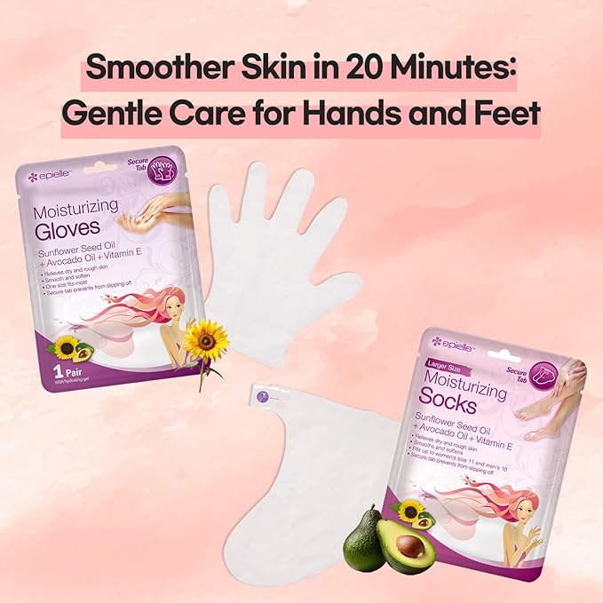 Epielle Moisturizing Foot Masks 6 Pairs, Deep Moisturizing Socks for Dry Feet & Cracked Heels, Relieve and Soften with Sunflower Seed Oil & Avocado Oil, Korean Skin Care, Spa Self Care Gifts for Women-Velvo Beauty