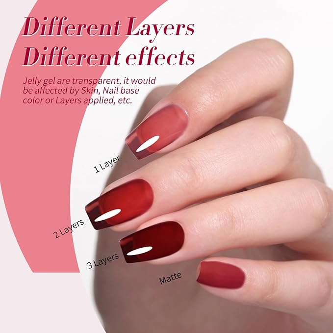 Born Pretty Jelly Burgundy Gel Nail Polish Ruby Red Glitter Cat Magnetic Eye Gel Nail Polish Fall Winter Blood Cherry Wine Red Gel Polish Glitter Soak Off Nail Art Salon Manicure Home Gift 7ml 6pcs-Velvo Beauty