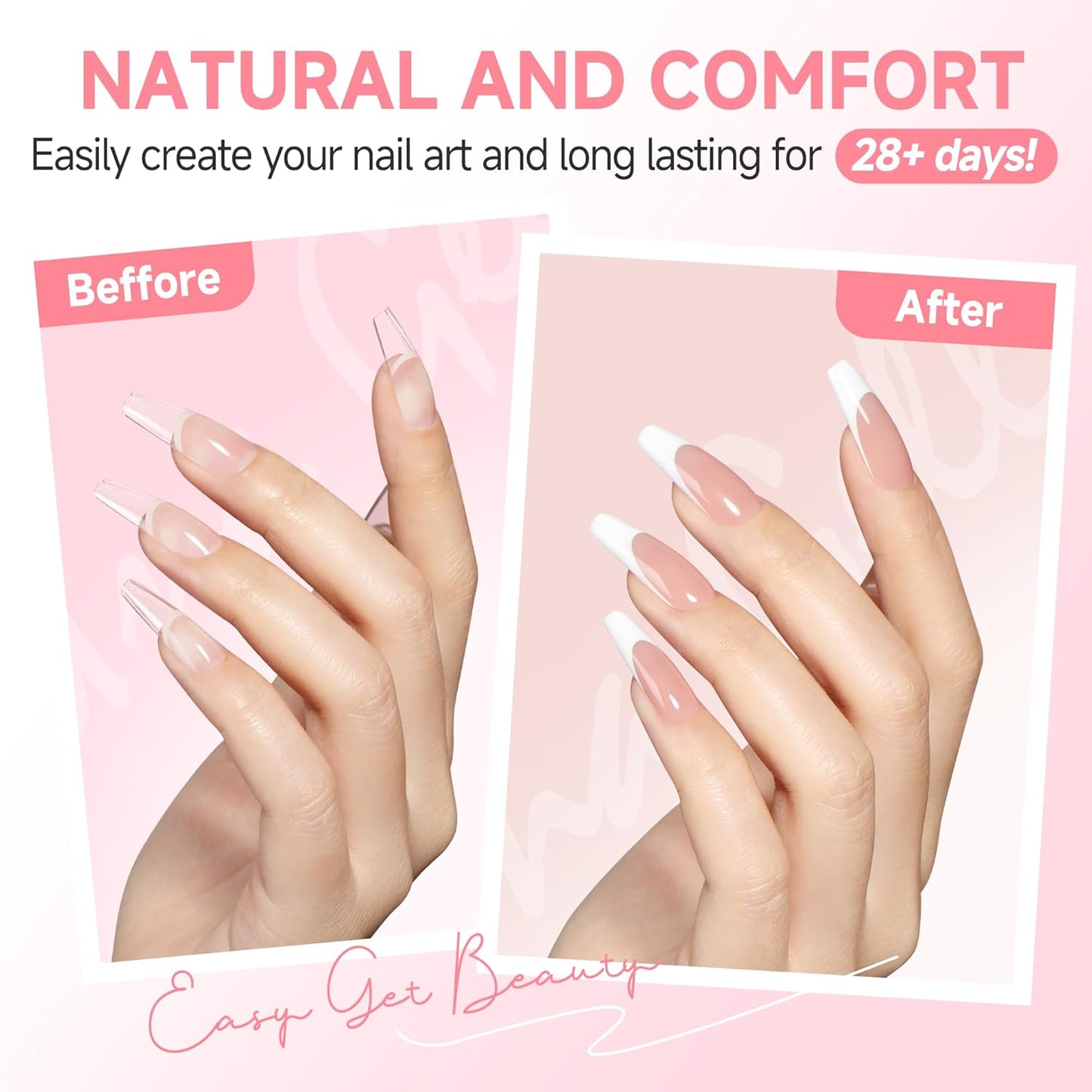 Long Coffin Nails Tips Full Cover Acrylic Nail Tips Pre-buff 240pcs Clear Coffin Fake Press On Nails No C Curve Easily DIY Art Nail Extensions Long-lasting, 12 Sizes Luckyfairy-Velvo Beauty