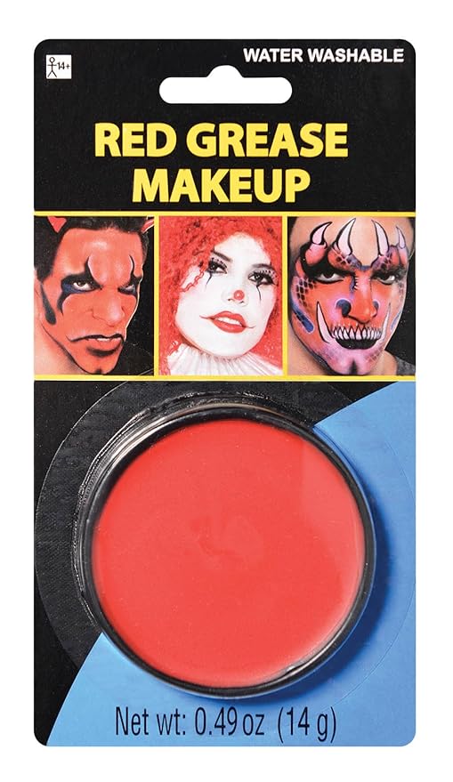 amscan Red Grease Makeup - 0.49 oz. (Pack of 1) - Pigmented & Long-Lasting Formula Perfect for Halloween & Theatrical Performances-Velvo Beauty