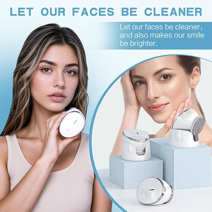Facial Cleansing Brush, 2 in 1 Vibration & Heating Face Scrubber for Cleansing & Exfoliating Waterproof, Suitable for Sensitive & Acne-Prone Skin, 5 Speed for Deep Facial Cleansing-Velvo Beauty