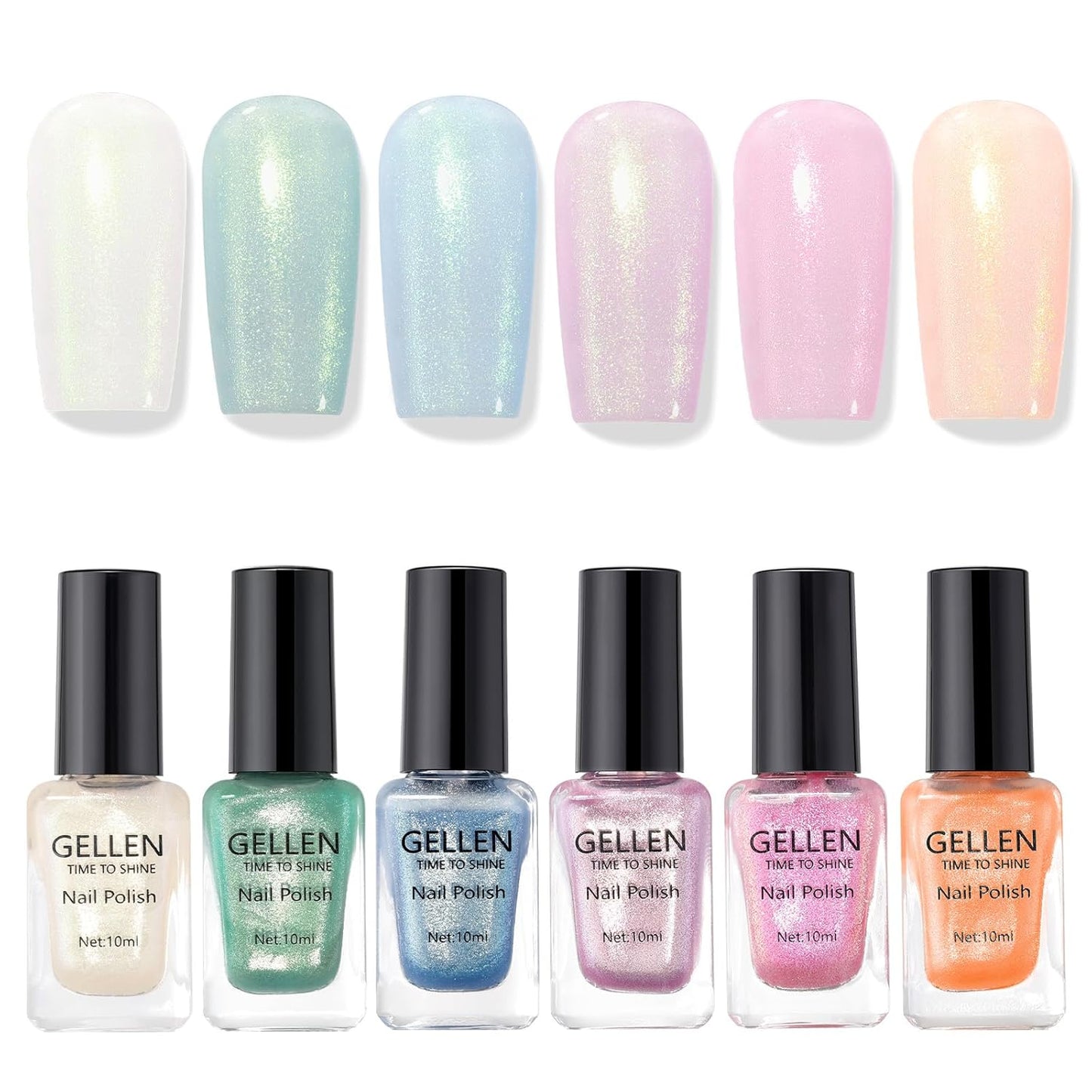 GELLEN Shimmer Pastel Nail Polish, Buildable Sheer Natural Regular Nail Polish Quick Dry Translucent 6 Colors Set for Acrylic Natural Nails Home Salon, Non Gel, Chip Resistant, Hema Free, Non-toxic-Velvo Beauty