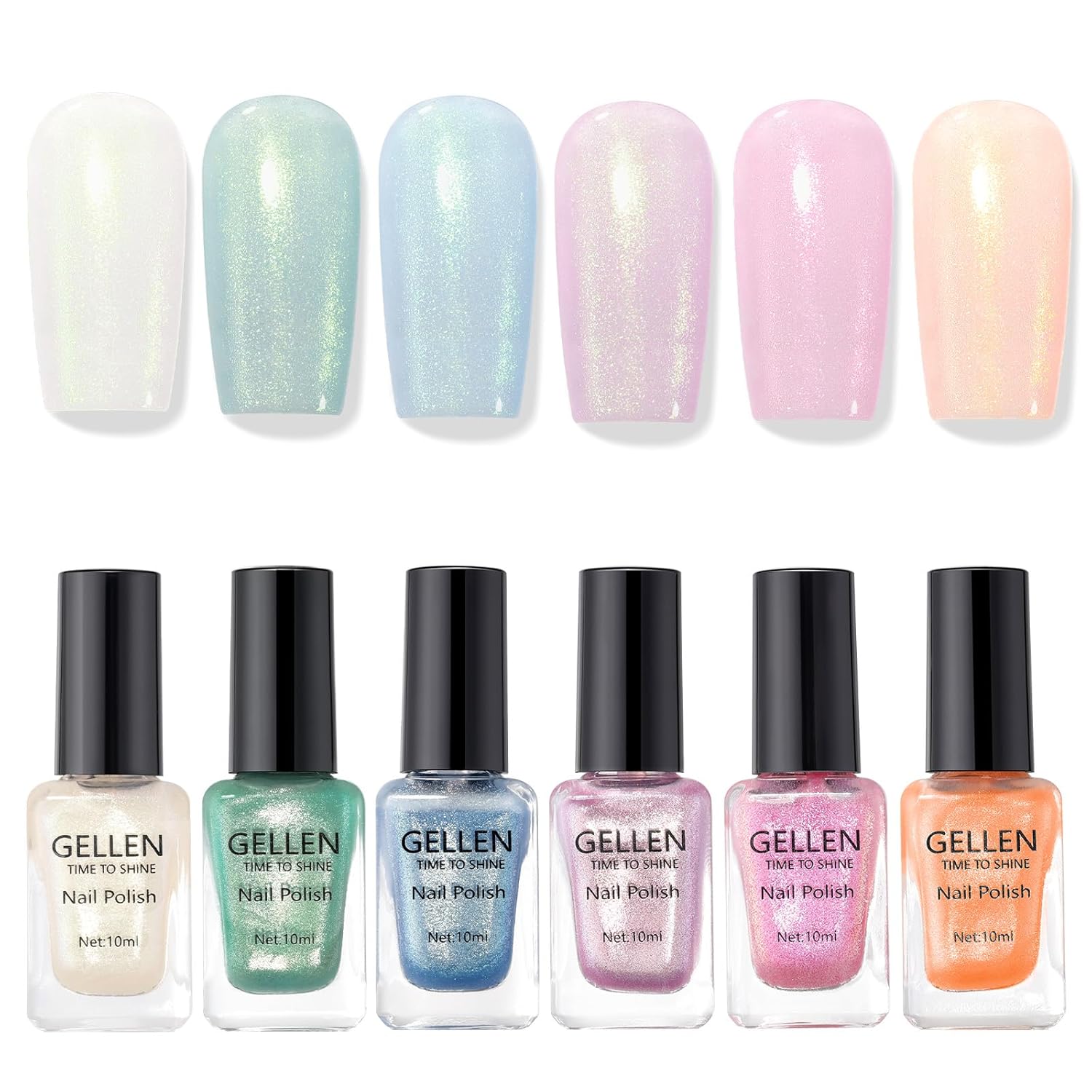 GELLEN Shimmer Pastel Nail Polish, Buildable Sheer Natural Regular Nail Polish Quick Dry Translucent 6 Colors Set for Acrylic Natural Nails Home Salon, Non Gel, Chip Resistant, Hema Free, Non-toxic-Velvo Beauty