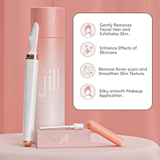 Jill Dermaplane Razor Trial Kit | Facial Hair Removal Dermaplaning Kit Includes 1 Shave Wand, 2 Dermaplane Razors & Cleaning Cloth | Pre-Shave Magic Spray & Wipes Not Included-Velvo Beauty