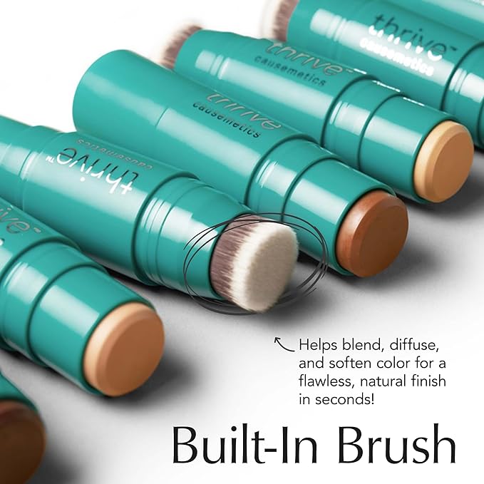 Thrive Causemetics Triple Threat Color Stick: Cream Bronzer & Contour Stick with Vitamin E, Evening Primrose Oil, Waterproof Smudge Proof Face Makeup Formula, Adrienne (Deep Tan Neutral)-Velvo Beauty