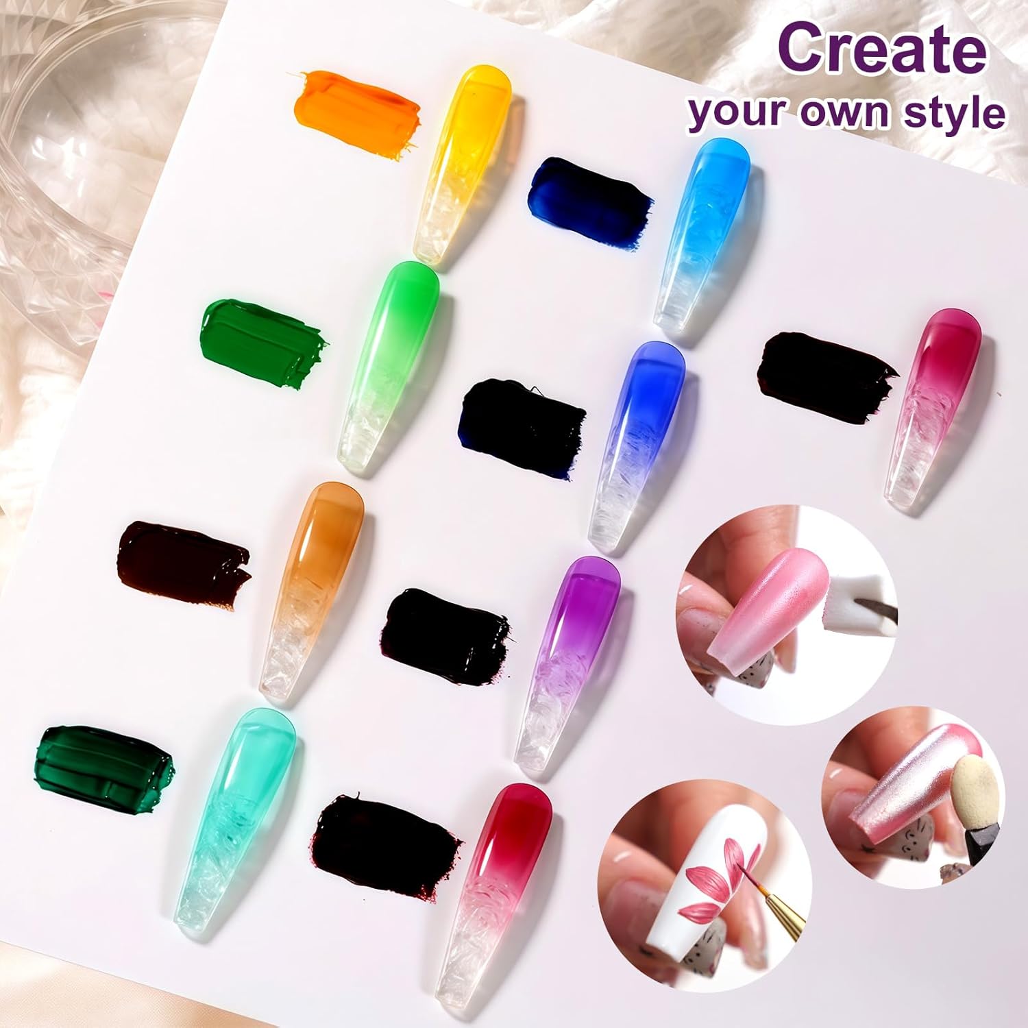 Gradient Painting Gel, 9 Colors Ombre Gel Nail Polish Glazed Colors for Pigment Pat Aura Nails French Manicure Soak Off UV Long-lasting High-glossy Home Nail Salon Dopamine Fructose-Velvo Beauty