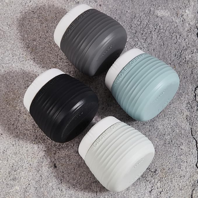 Travel Containers for Toiletries, 1.7oz Travel Size Premium Silicone Cosmetic Cream Jars, TSA Approved Leak-Proof Refillable Accessories W/Toiletry Bag for Cosmetic Face Body Cream(Gray)-Velvo Beauty