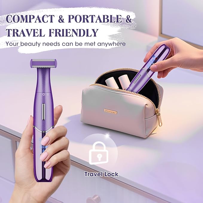 Electric Razor for Women,6 in 1 Women's Bikini Trimmer Shaver for Women & Men Pubic Hair, Private Area, Legs, Eyebrow,Face, Nose, Eyebrow, Body Hair Removal IPX5 Waterproof Wet & Dry-Velvo Beauty