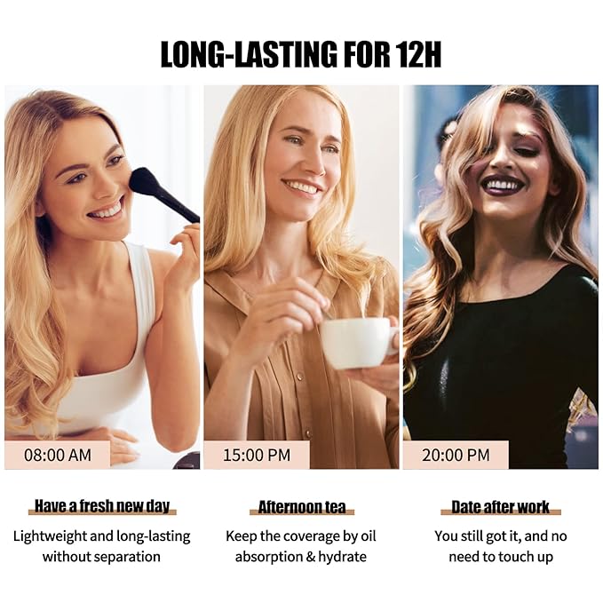 Matte Oil Control Concealer Foundation Flawless Soft Long Lasting Foundation Makeup,Waterproof Full Coverage Face Makeup Strong Concealer Foundation for Oily Acne Skin (#104 Buff Beige)-Velvo Beauty