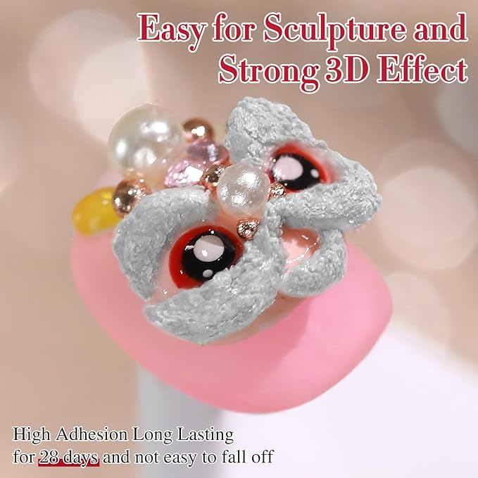 Double Rhythm 3D Nail Gel Solid Sculpting Gel for Nail Art Non-Sticky Hard Gel for Building Carving Molding Nail Extension Soak Off UV/LED Salon Home DIY 0.5 Oz (Gypsum Silver Gray)-Velvo Beauty