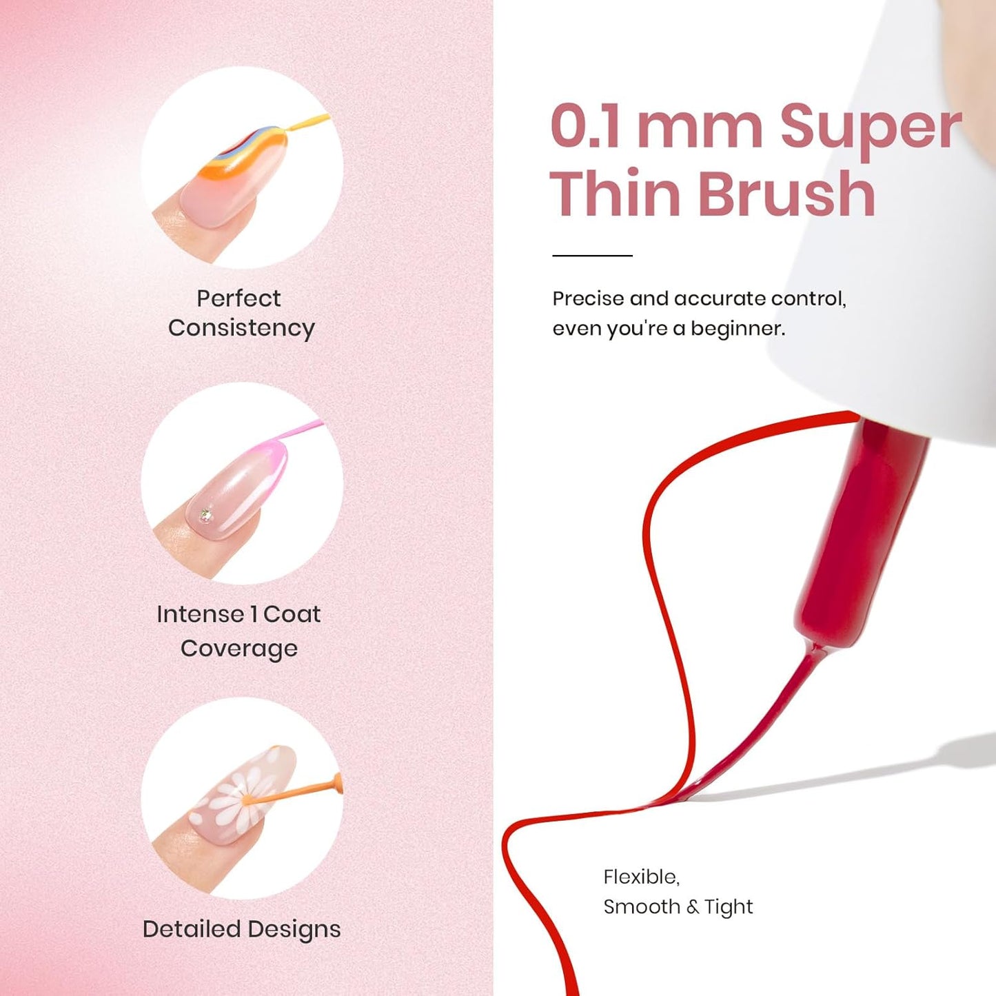 Beetles Gel Liner Nail Art Polish Set Pastel Gel Nail White Gold Red Glitter Neon French Tip Nails Polish Paint Swirl Built Thin Brush in Bottle Soak off Uv Lamp Nails Art Kit Gifts for Women-Velvo Beauty