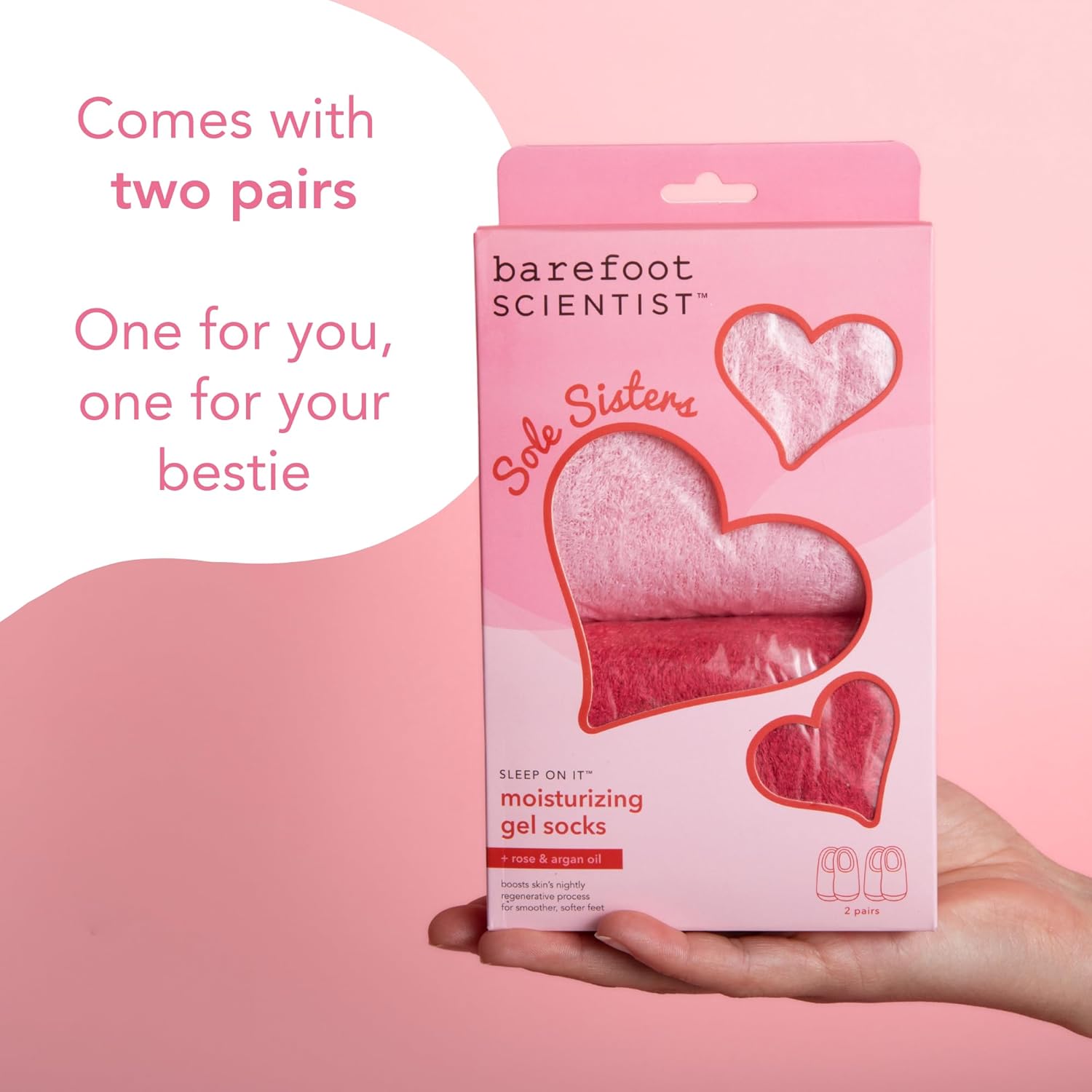Barefoot Scientist Sleep On It Overnight Moisturizing Gel Socks, Nourish Your Feet, Sole Sisters, Red and Pink, 2 Pack-Velvo Beauty